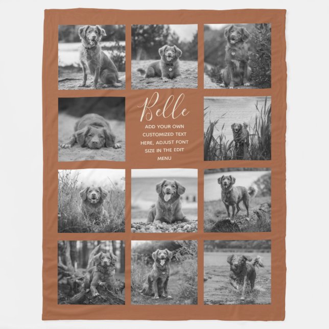 Personalised 11 Photo Collage TerraCotta Fleece Blanket (Front)