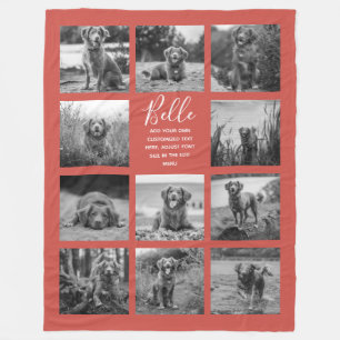 Personalised 11 Photo Collage Warm Red Fleece Blanket