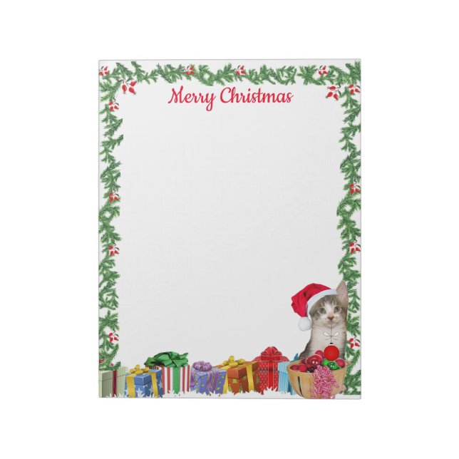 Personalised 11 x 8.5" Christmas Tito Tabby Cat  Notepad (Rotated)