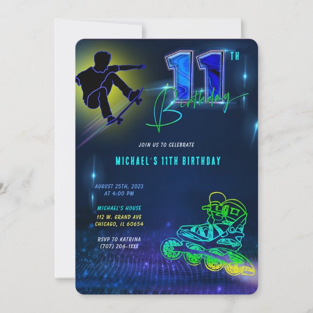 Personalised 11th Birthday Boy Invitation (Front)