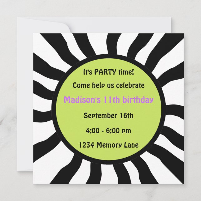 Personalised 11th Birthday Party Invitation (Front)