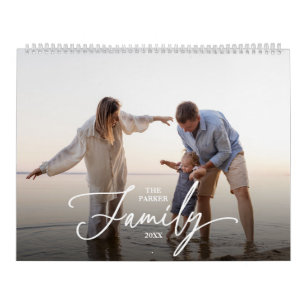 Personalised 12 family photos elegant typography calendar