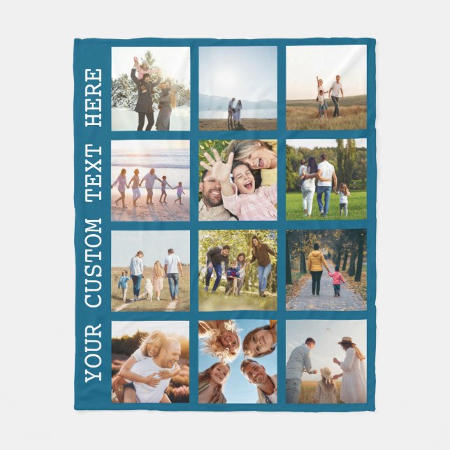 Personalised 12 Photo Collage Fleece Blanket (Front)