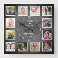 Personalised 12 Photo Collage Rustic Slate Stone