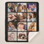 Personalised 12 Photo Collage Sherpa Blanket<br><div class="desc">This personalised sherpa blanket would make a great gift for family or friends! It features a classic black background that can be changed to any colour,  and 12 photos of your choice.</div>