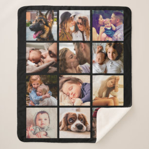 Personalised 12 Photo Collage Sherpa Blanket