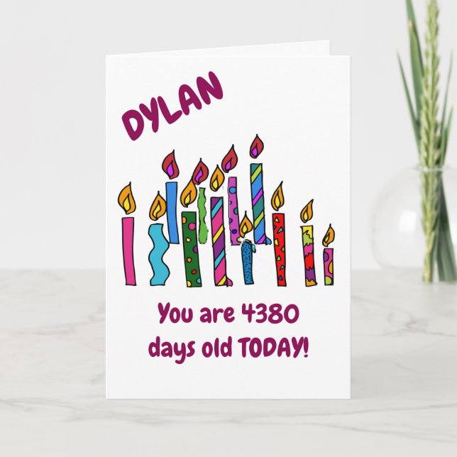 Personalised 12 year old Birthday Candles Card (Front)