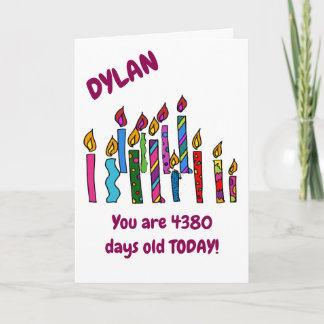 Personalised 12 year old Birthday Candles Card