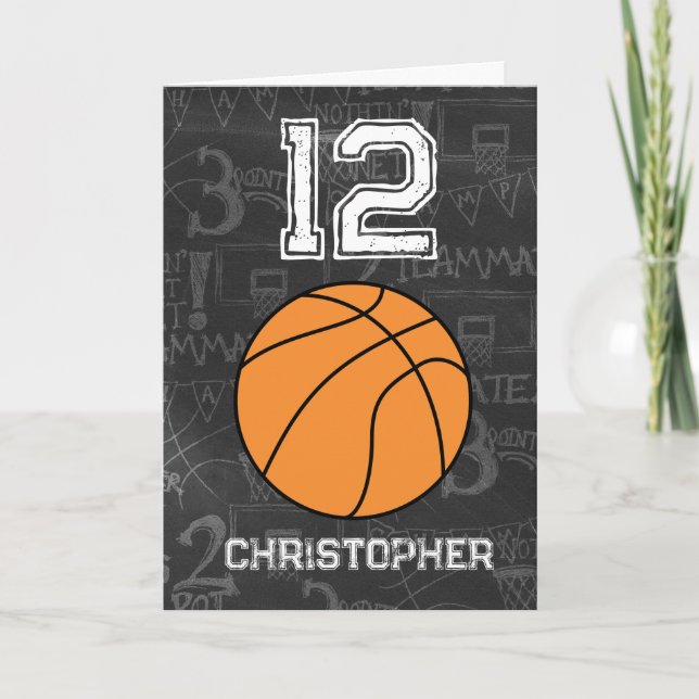 Personalised 12th Birthday Basketball Card (Front)