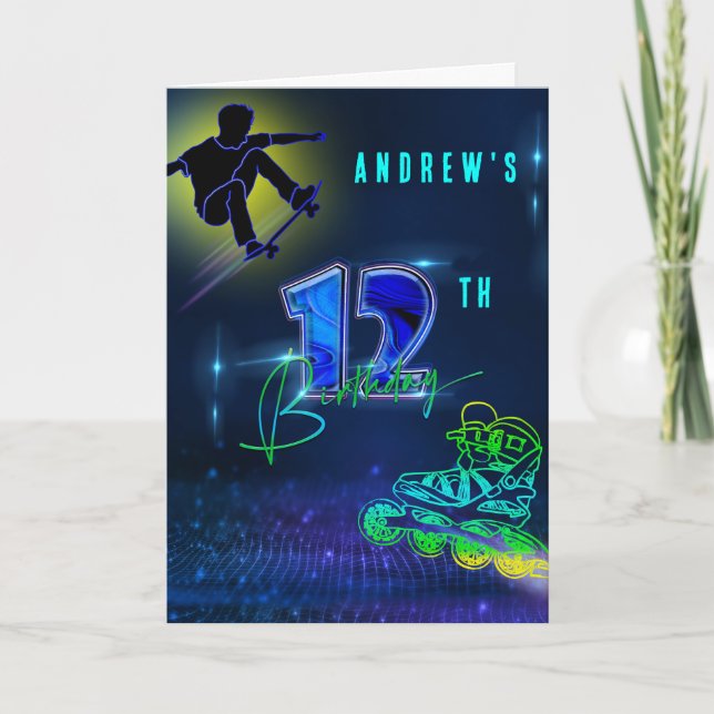 Personalised  12th Birthday Boy Card (Front)