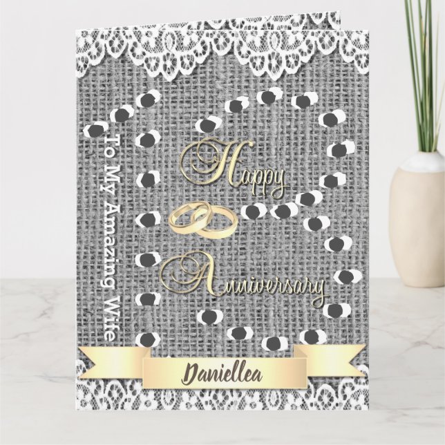 Personalised 13th Anniversary Card For Wife (Front)