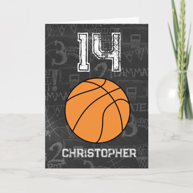 Personalised 14th Birthday Basketball Card (Front)