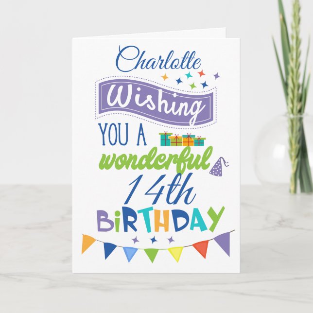 Personalised 14th Birthday Greetings Card (Front)