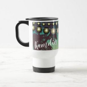 Personalised 15 ounce coffee mug Beach Sunset Palm