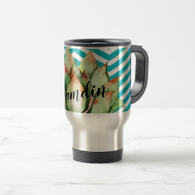 Personalised 15 ounce coffee mug Boho Cacti Cactus (Front Right)