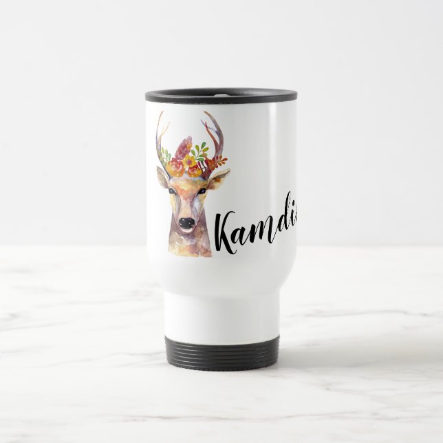 Personalised 15 ounce coffee mug boho deer Buck He (Center)