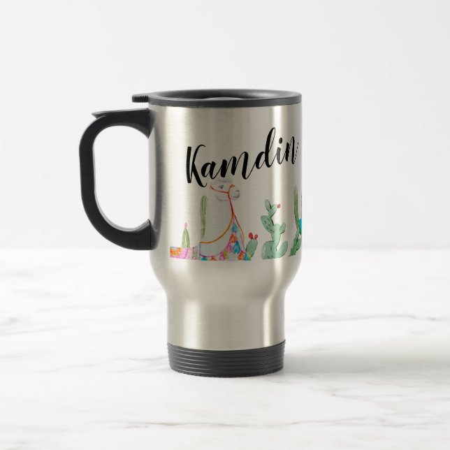 Personalised 15 ounce coffee mug Boho Llama Bohemi (Left)