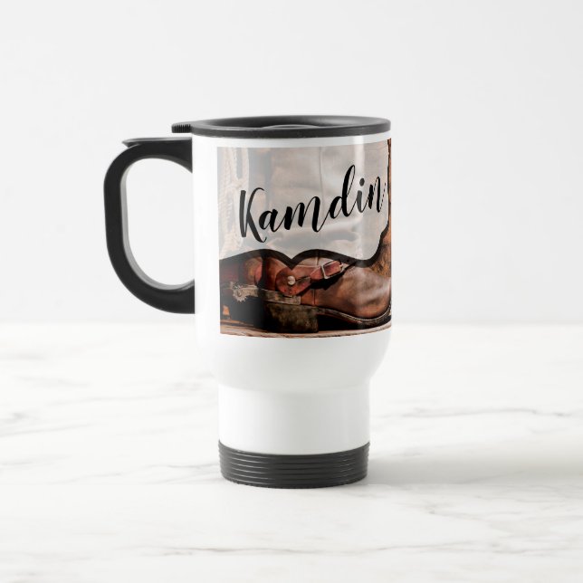 Personalised 15 ounce coffee mug Cowboy Boots Barn (Left)