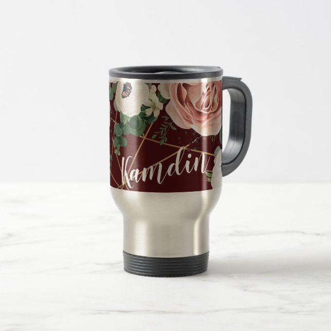 Personalised 15 ounce coffee mug Geometric Wine (Front Right)