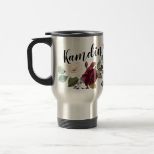 Personalised 15 ounce coffee mug Roses on White wi