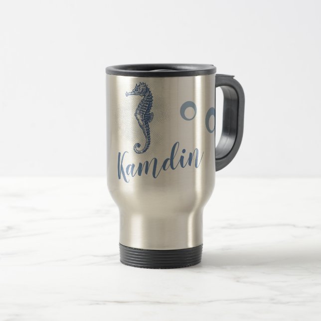 Personalised 15 ounce coffee mug Seahorse Ocean (Front Right)