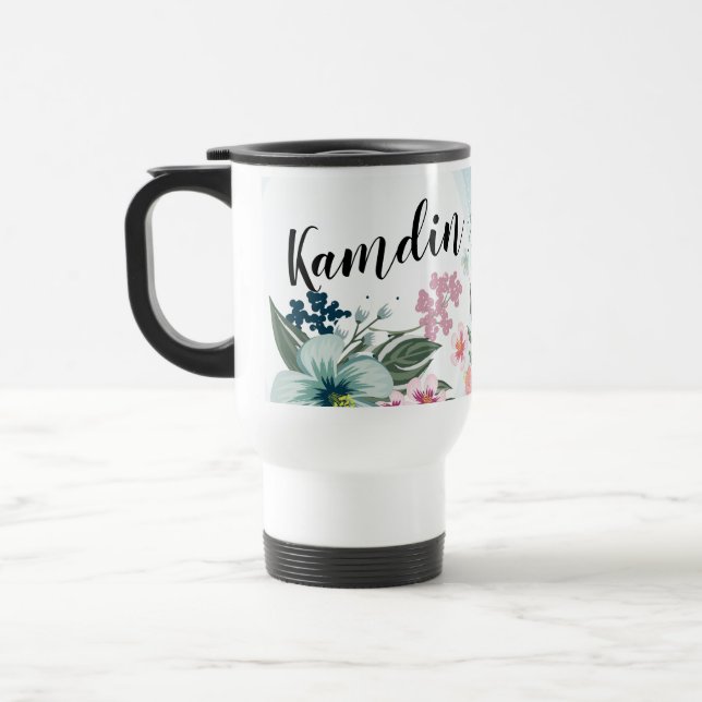 Personalised 15 ounce coffee mug Tropical Flower o (Left)