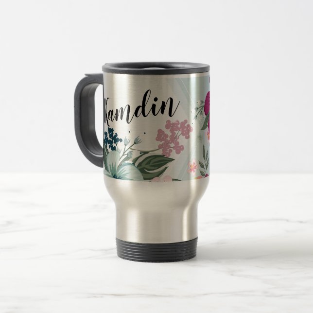 Personalised 15 ounce coffee mug Tropical Flower o (Front Left)