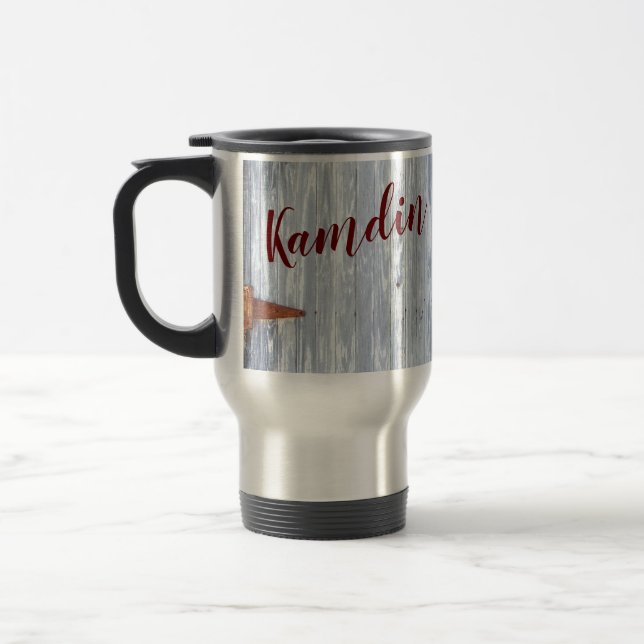 Personalised 15 ounce coffee mug White Wash Wood B (Left)