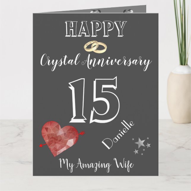 Personalised 15 Year Anniversary Card For Wife (Front)