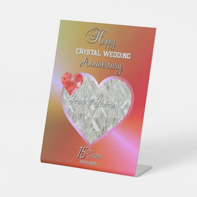 Personalised 15th Wedding Anniversary Gift Pedestal Sign (Front)