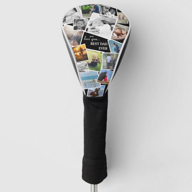 Personalised 16 Dad Photo Collage Golf Head Cover (Front)