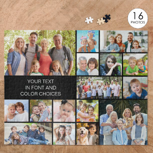 Personalised 16 Photo Collage Custom Colour Jigsaw Puzzle