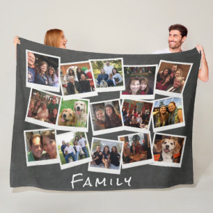 Personalised 16 Photo Collage Family Frames Fleece Blanket
