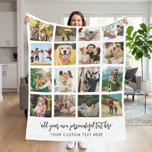 Personalised 16 Photo Collage Fleece Blanket