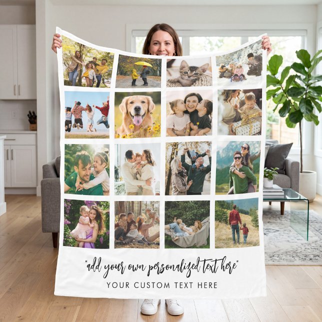 Personalised 16 Photo Collage Fleece Blanket (Creator Uploaded)