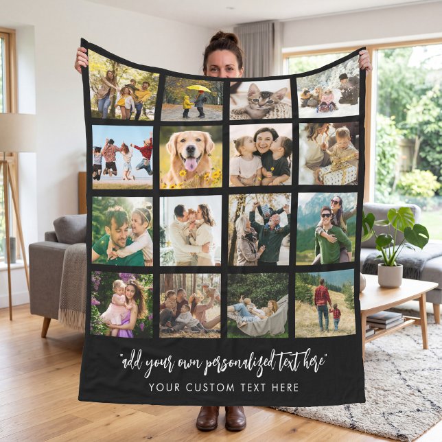 Personalised 16 Photo Collage Fleece Blanket (Creator Uploaded)