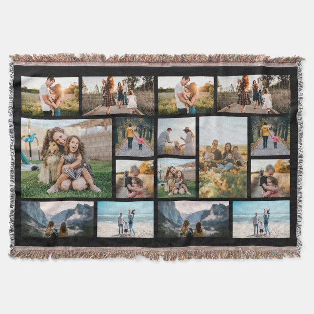 Personalised 16 Photo Collage Fleece Blanket (Front)