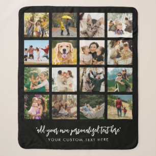 Personalised 16 Photo Collage Sherpa Blanket