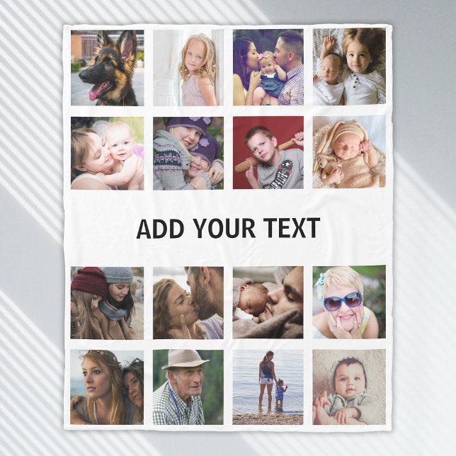 Personalised 16 Photo Collage White Fleece Blanket (Creator Uploaded)