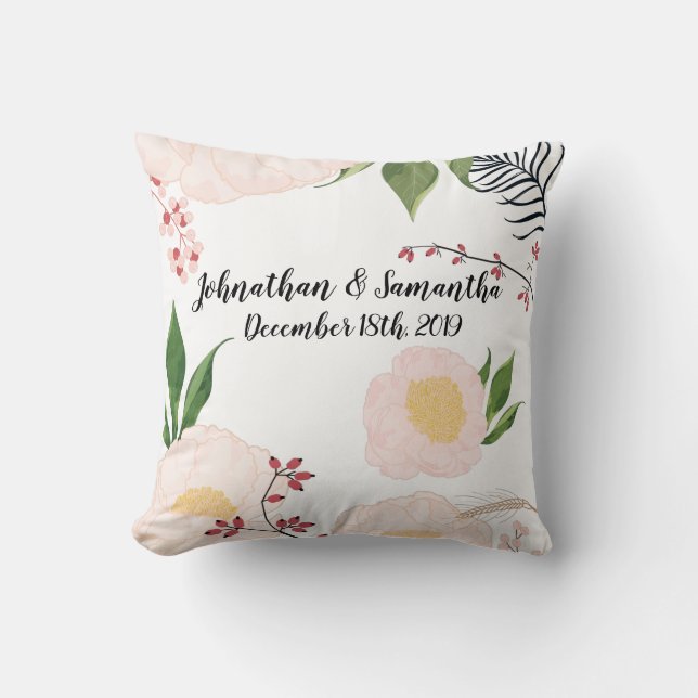 Personalised 16"x16" Throw Pillow Baby Pink Cosmos (Front)