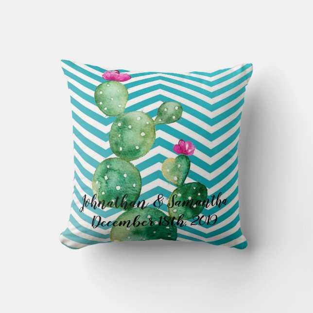 Personalised 16"x16" Throw Pillow Boho Cacti Cactu (Front)