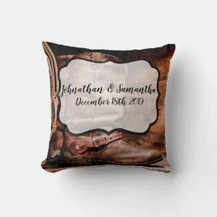Personalised 16"x16" Throw Pillow Cowboy Boots Bar