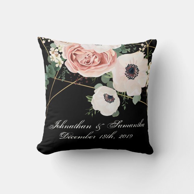 Personalised 16"x16" Throw Pillow Geometric Black (Front)