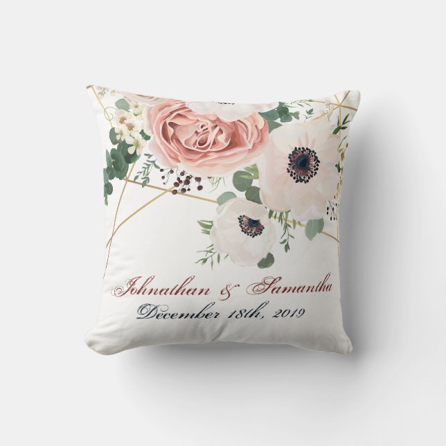 Personalised 16"x16" Throw Pillow Geometric Rose (Front)