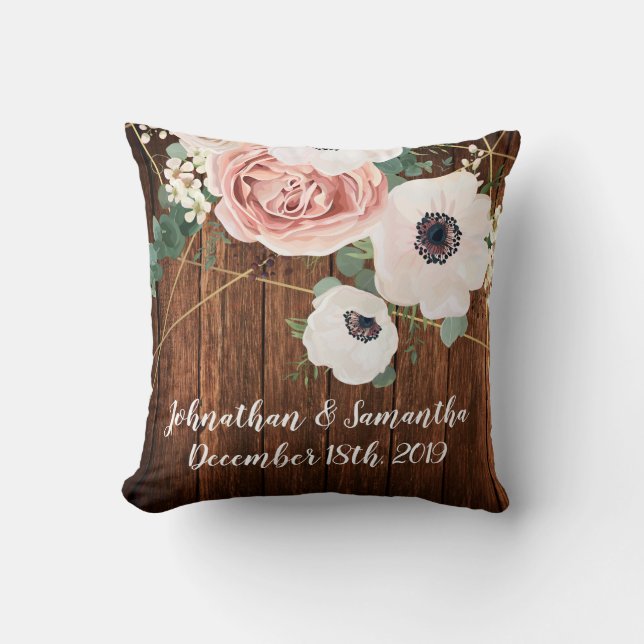 Personalised 16"x16" Throw Pillow Geometric Rose (Front)