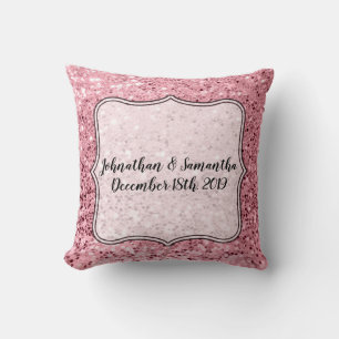 Personalised 16"x16" Throw Pillow Rose Gold Glitte