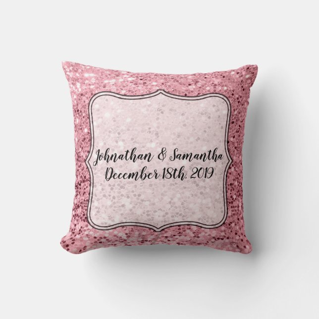Personalised 16"x16" Throw Pillow Rose Gold Glitte (Front)
