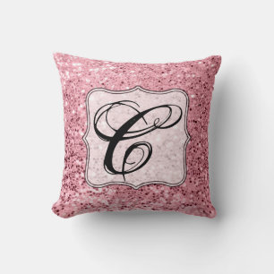 Personalised 16"x16" Throw Pillow Rose Gold Glitte