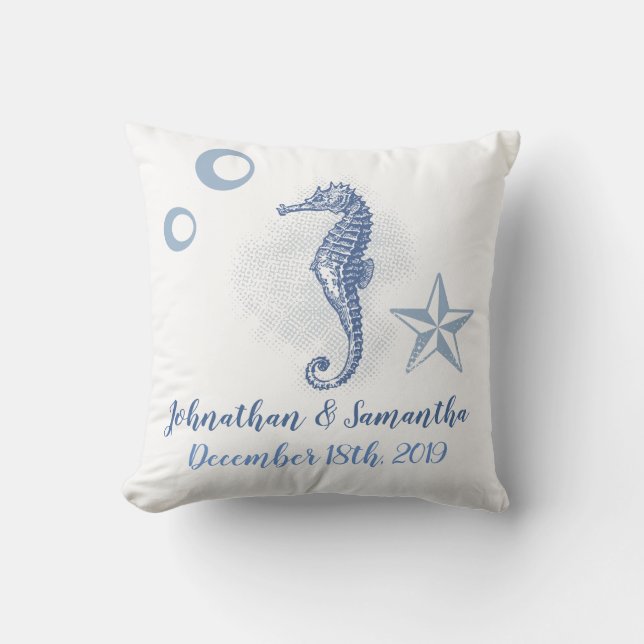 Personalised 16"x16" Throw Pillow Seahorse Sea (Front)