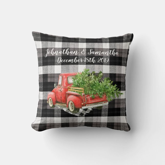 Personalised 16"x16" Throw Pillow XMAS Truck Baffa (Front)